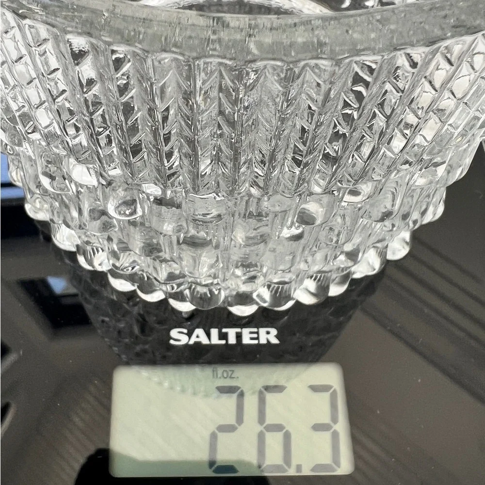 French Teleflora Mini Ice Bucket Textured Raindrop Crystal Glass with Handle 60s